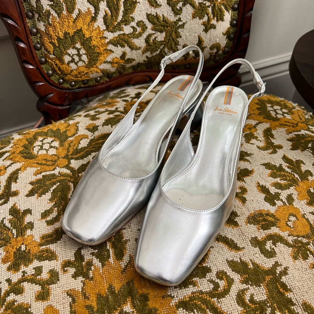 Sam Edelman Silver Square Toe Heels